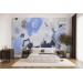 Abstract blue floral wall mural – Modern art wallpaper