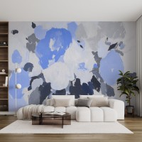 Abstract blue floral wall mural – Modern art wallpaper