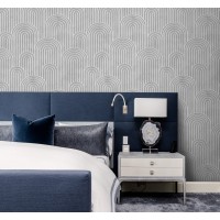 Gray Art Deco arch wallpaper peel and stick geometric wall mural
