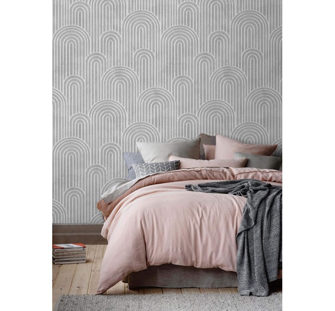 Gray Art Deco arch wallpaper peel and stick geometric wall mural