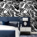 Abstract leaves wallpaper, Black white accent wall covering