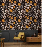 Dark arstract floral wallpaper