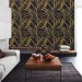 Black and gold non-metallic palm leaves wallpaper
