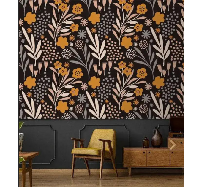 Dark arstract floral wallpaper