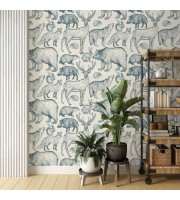 Vintage style wallpaper forest animals Vintage style wallpaper forest animals
