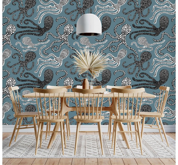Nautical wallpaper fish Peel and stick removable accent wallpaper