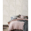 Neutral floral line wallpaper peel and stick or non-woven minimalist wall mural