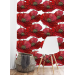 Red poppy floral wallpaper peel and stick or non-woven wall mural