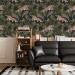 Wild jaguars among palm leaves wallpaper