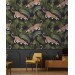 Wild jaguars among palm leaves wallpaper