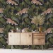 Wild jaguars among palm leaves wallpaper