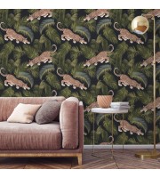 Wild jaguars among palm leaves wallpaper Wild jaguars among palm leaves wallpaper