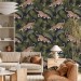 Wild jaguars among palm leaves wallpaper