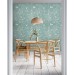 Vintage style blue wallpaper birds and blooming branches