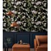 Dark floral wallpaper with white flowers