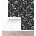 Dark botanical wallpaper wildflowers accent wall
