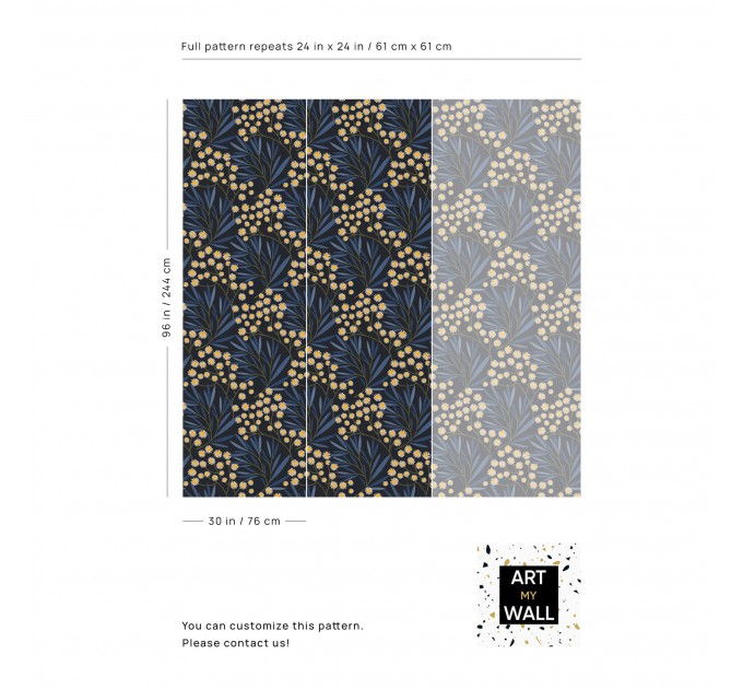 Dark botanical wallpaper wildflowers accent wall