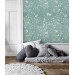 Vintage style blue wallpaper birds and blooming branches