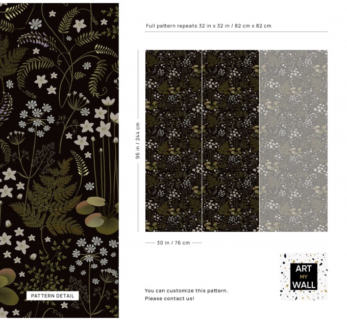 Dark floral wallpaper – Vintage botanical wall covering