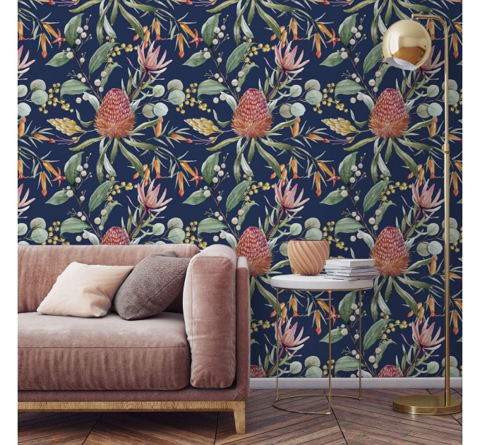 Tropical wallpaper colorful leaves and flowers