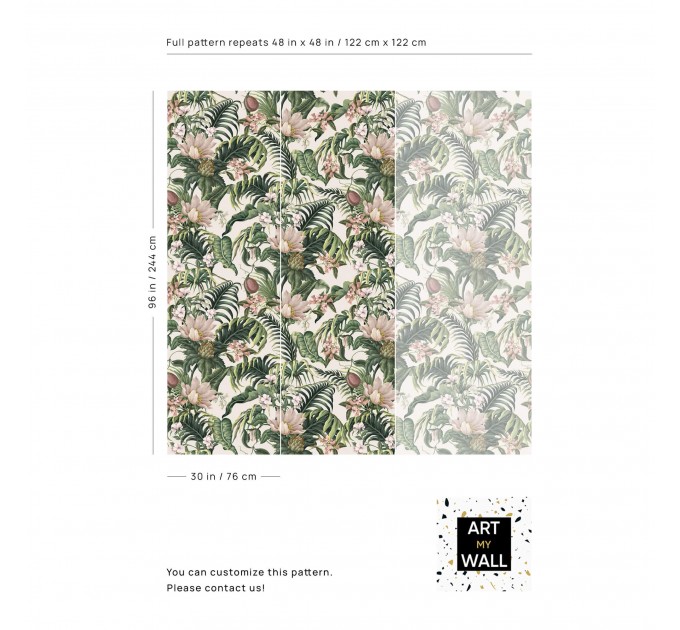 Tropical wallpaper exotic flowers and lush greenery