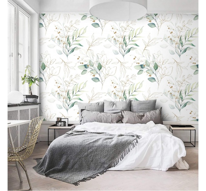 Elegant botanical wallpaper eucalyptus watercolor leaves