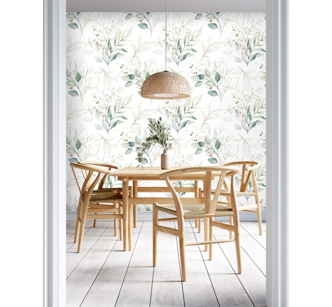 Elegant botanical wallpaper eucalyptus watercolor leaves