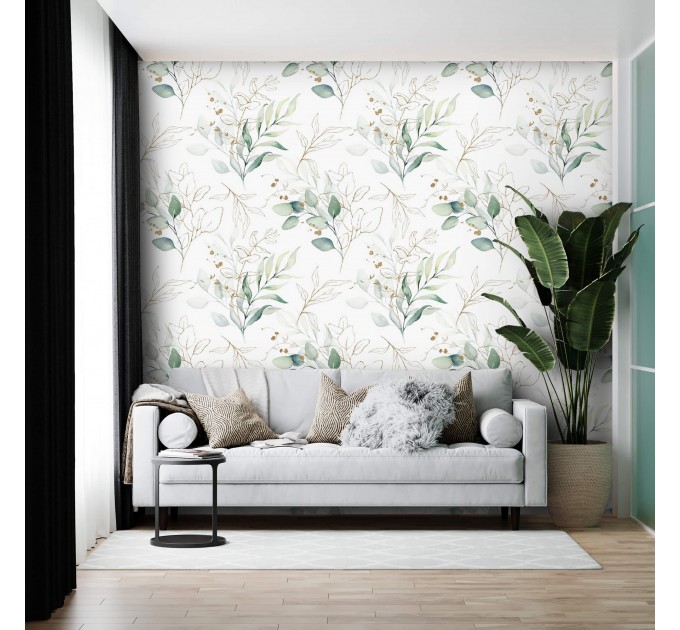 Elegant botanical wallpaper eucalyptus watercolor leaves