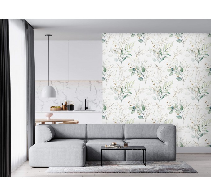 Elegant botanical wallpaper eucalyptus watercolor leaves