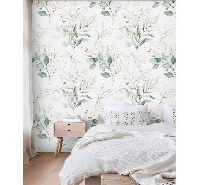 Elegant botanical wallpaper eucalyptus watercolor leaves