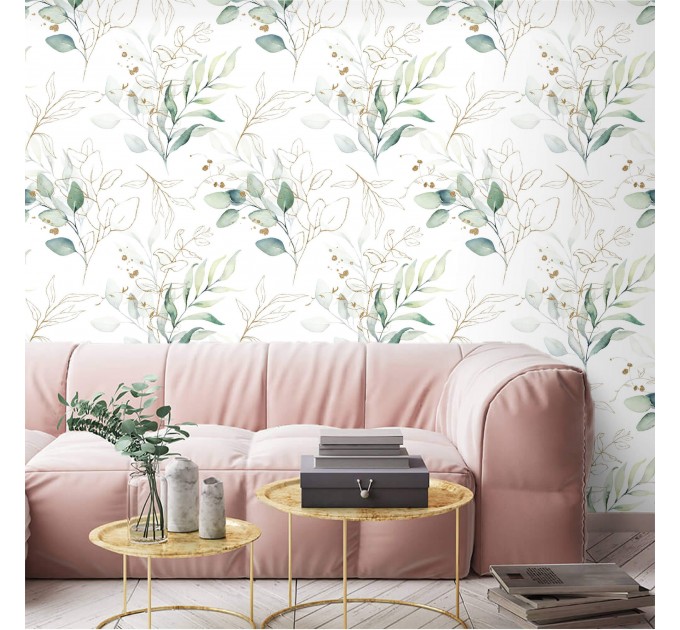 Elegant botanical wallpaper eucalyptus watercolor leaves