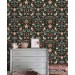 Dark vintage bird and floral wallpaper