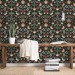 Dark vintage bird and floral wallpaper