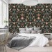 Dark vintage bird and floral wallpaper