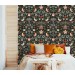 Dark vintage bird and floral wallpaper