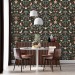 Dark vintage bird and floral wallpaper