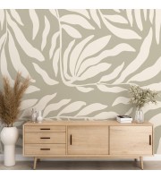 Abstract large leaves wallpaper neutral wall mural