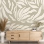 Abstract large leaves wallpaper neutral wall mural