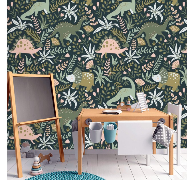 Dinosaur wallpaper kids Boys room accent wallpaper