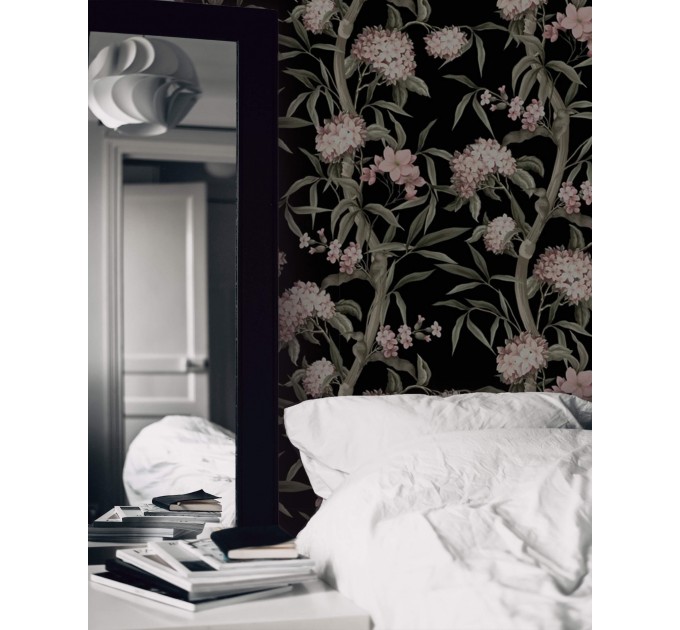 Moody floral wallpaper dark academia style