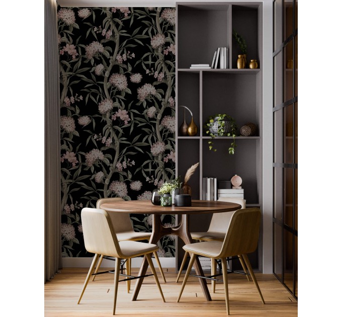 Moody floral wallpaper dark academia style