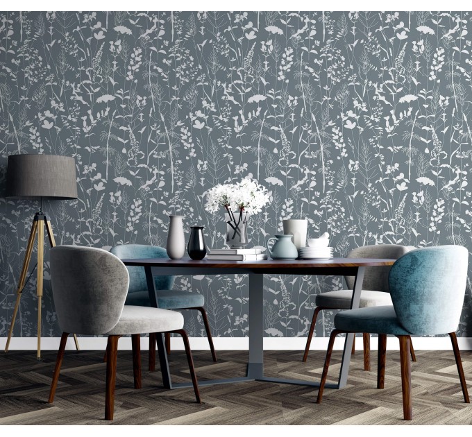 Botanical wallpaper herbs silhouette minimalist wall decor
