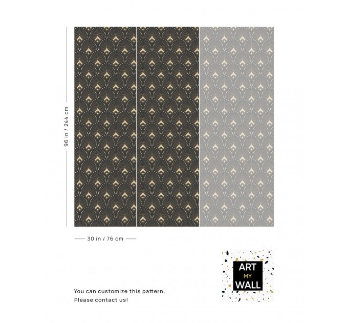 Art deco dark wallpaper fans elegant pattern