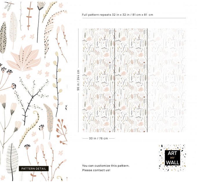Delicate floral wallpaper Blush pink nursery baby girl room