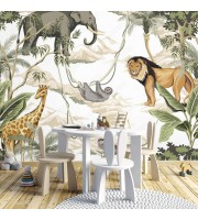 Kids African animals wallpaper Neutral nursery wall mural