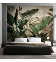 Lush green banana leaf wallpaper – Tropical jungle mural