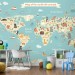 Kids world map Animals wall mural Boys room wall decal