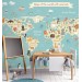 Kids world map Animals wall mural Boys room wall decal