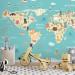 Kids world map Animals wall mural Boys room wall decal