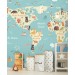 Kids world map Animals wall mural Boys room wall decal